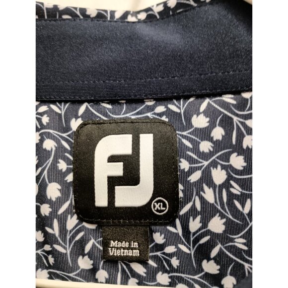FJ FootJoy Mens Polo Shirt XL Gray Floral Short Sleeve Preppy Casual - Picture 3 of 6